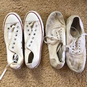 Two pairs of white sneakers